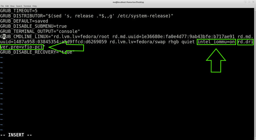 etc/default/grub file with additional parameters