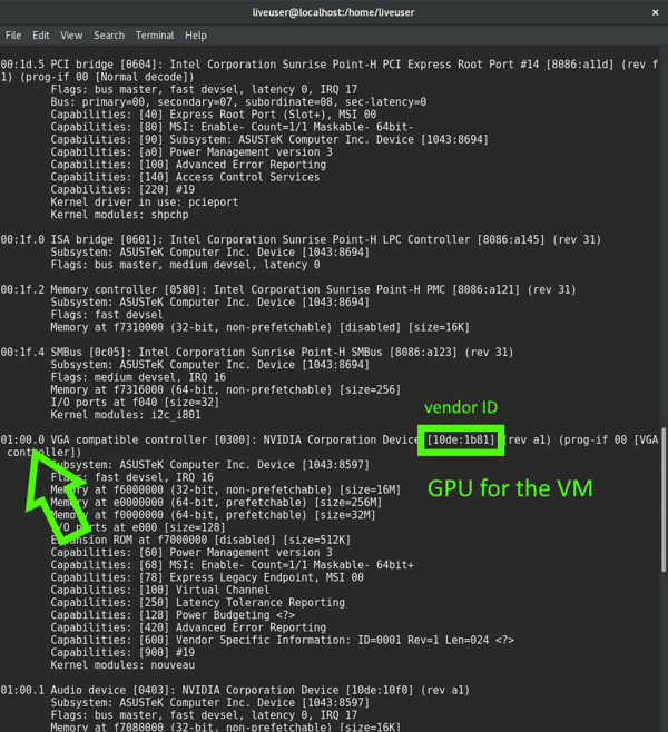 lspci -vnn: 4th image (the GPU PCI address and PCI vendor ID)