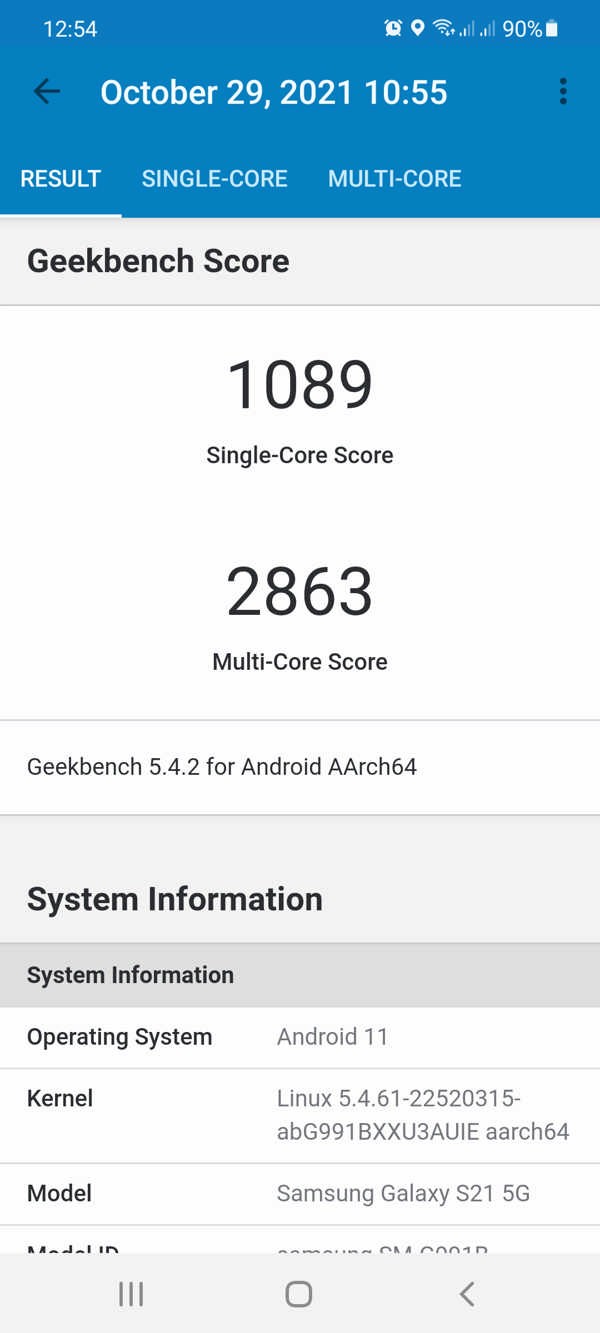 Geekbench 5: Overall Result